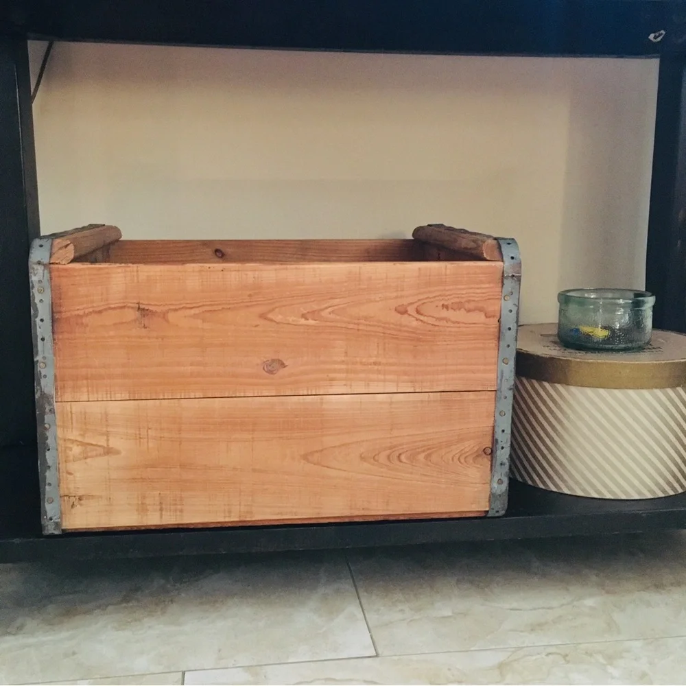 Vintage 40s Heavy Duty Solid Wood Steel Banded Crate 